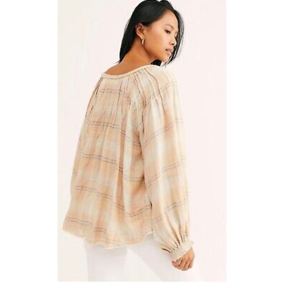 Free People Cloudbreaker Plaid Tunic Blouse Size S - Picture 2 of 4